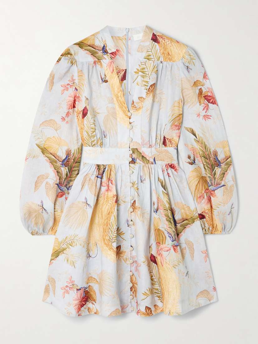 Zimmermann Ascension Floral-print Linen Mini Dress