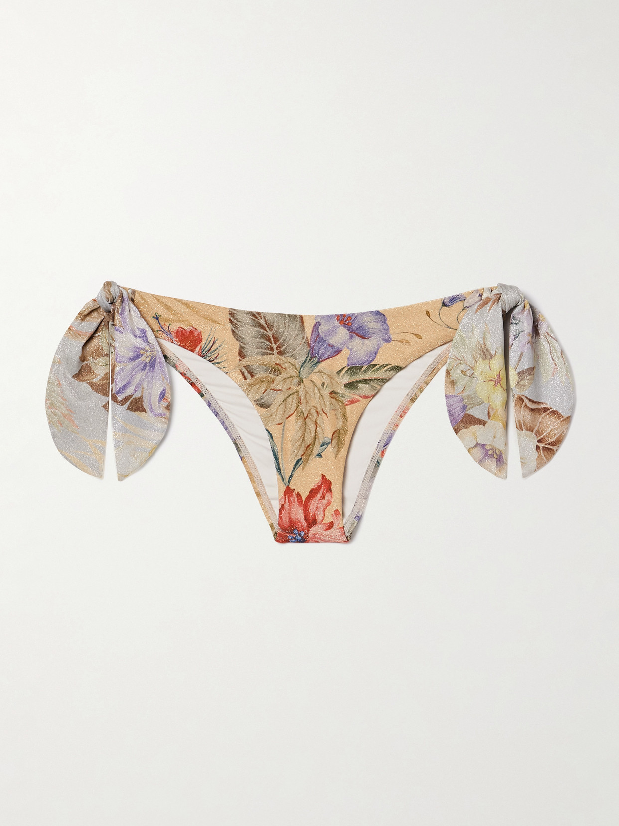Zimmermann Coco Metallic Floral-print Bikini Briefs