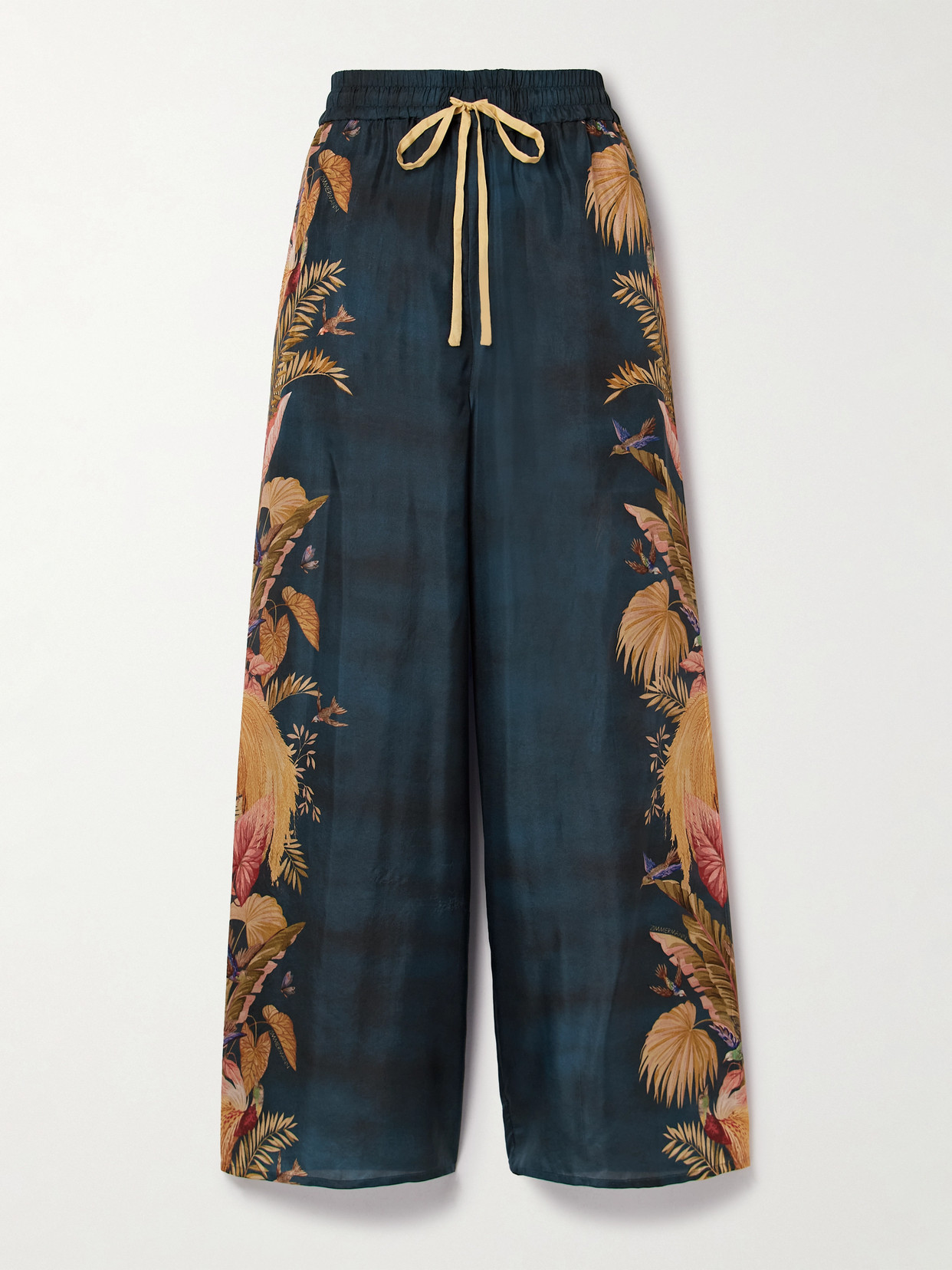 Zimmermann Ascension Printed Silk-satin Wide-leg Pants