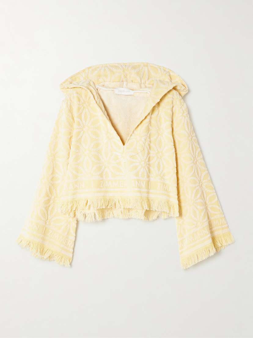 Zimmermann Coco Towelling Crocheted Cotton Hooded Top