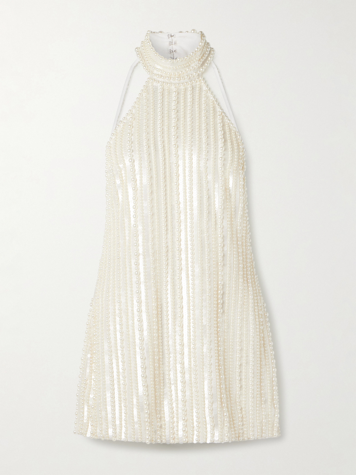 Retroféte Yaeko Embellished Crepe Halterneck Mini Dress In White