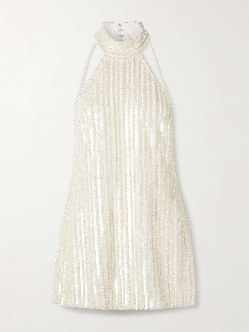 Retrofête Yaeko Embellished Crepe Halterneck ini Dress