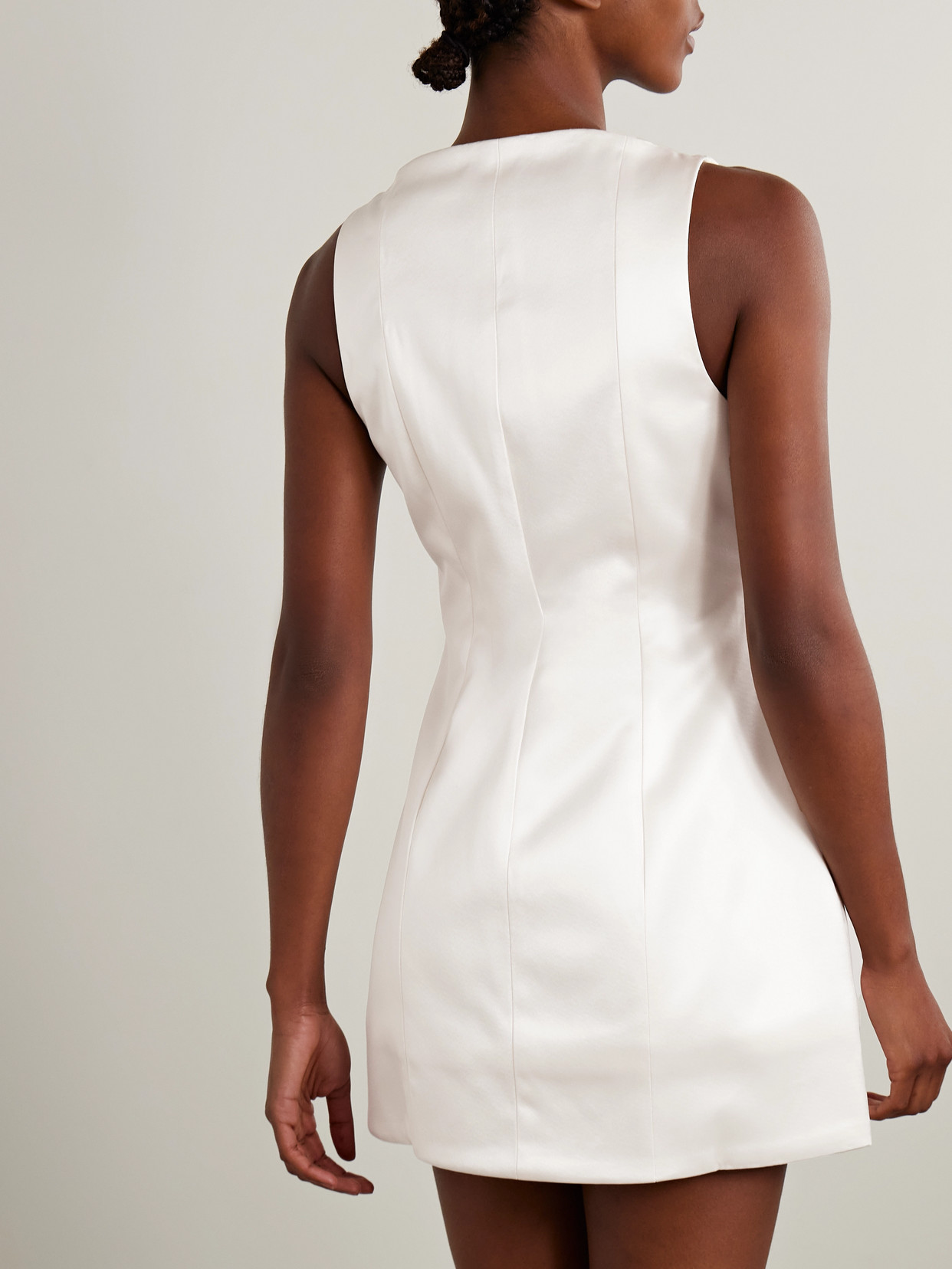 Retroféte Livie Sleeveless Satin Mini Dress In Neutral