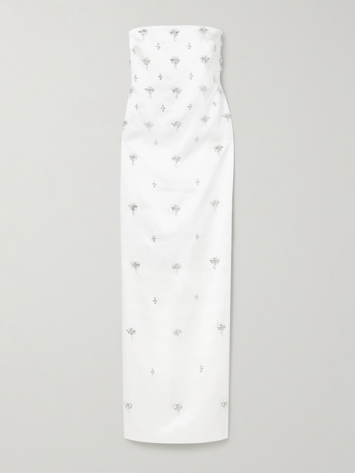 Retroféte Elise Strapless Embellished Satin-crepe Gown In White