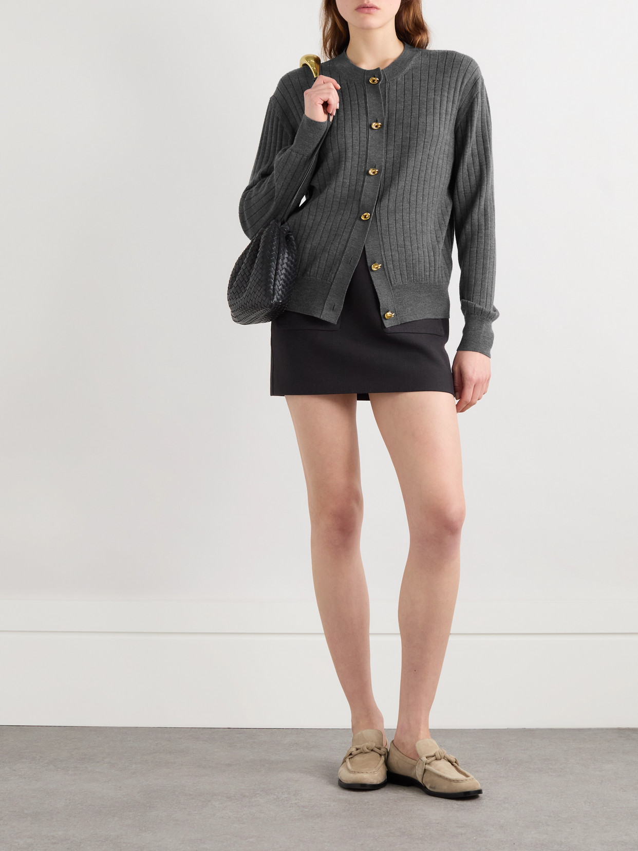 Shop Bottega Veneta Ribbed Wool Cardigan