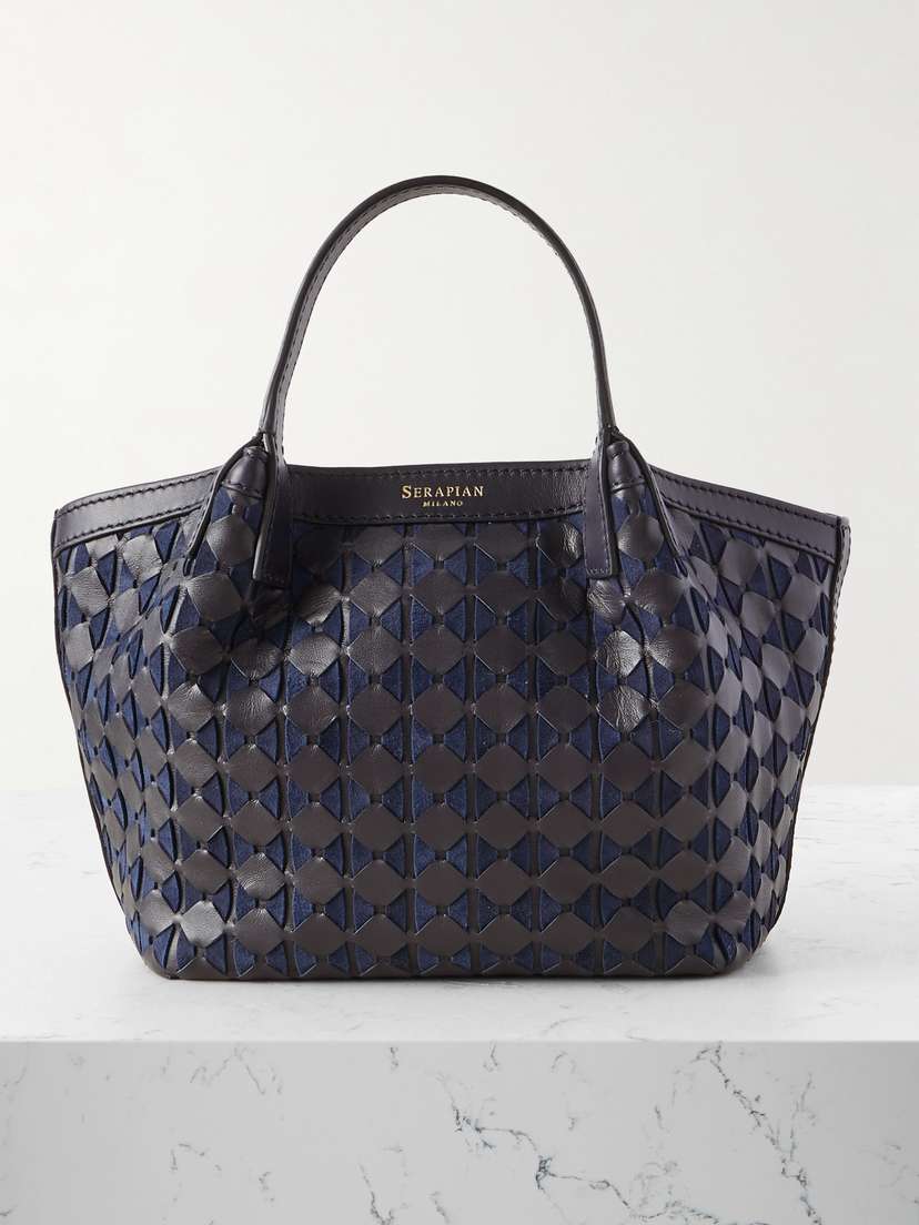 Serapian Woven Leather And Suede Shoulder Bag