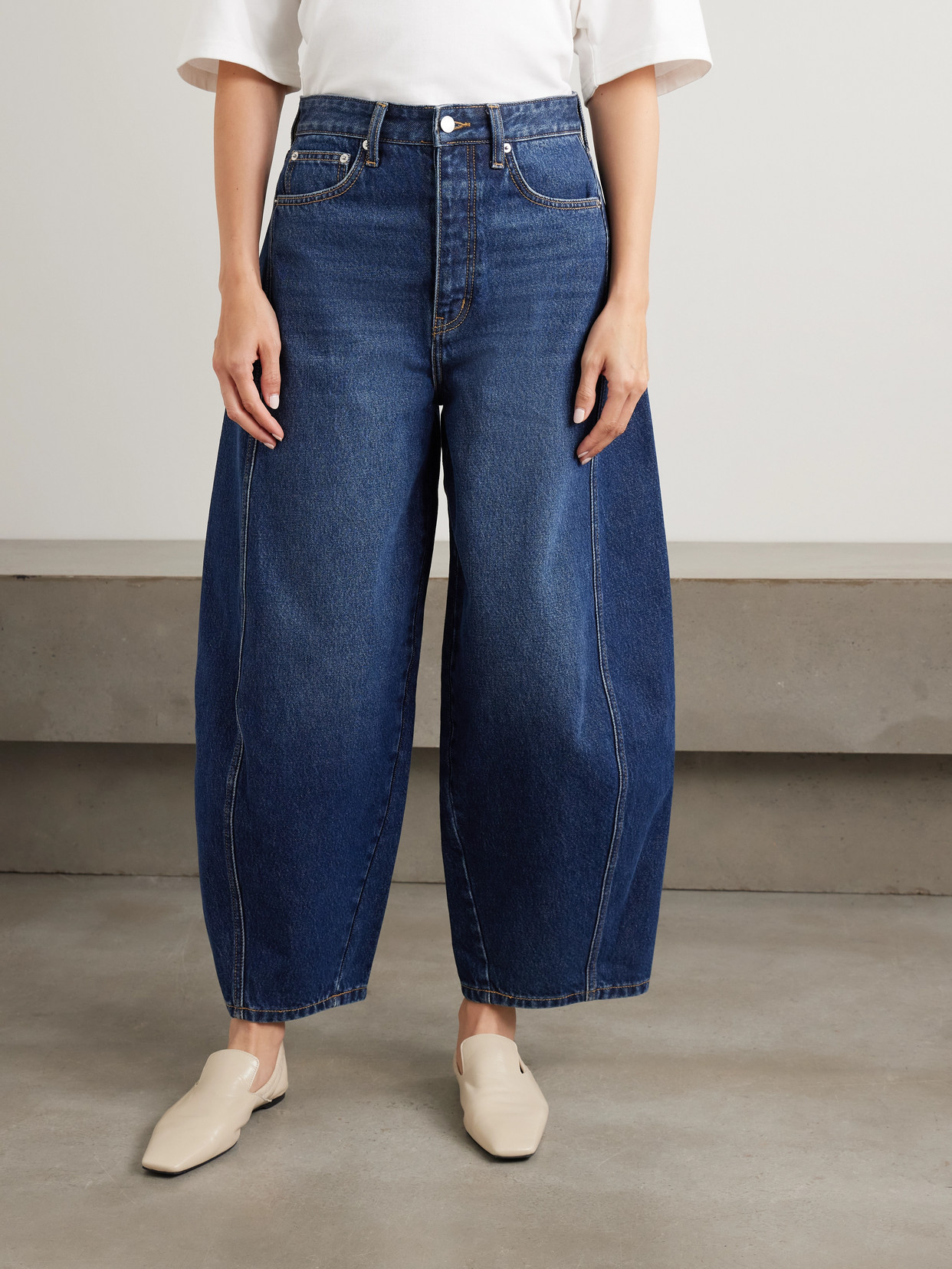 Paneled Mid-Rise Wide- Leg