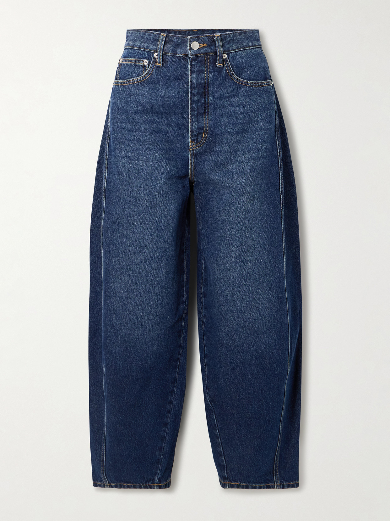 St Agni Paneled Mid-rise Wide-leg Organic Jeans In Blue