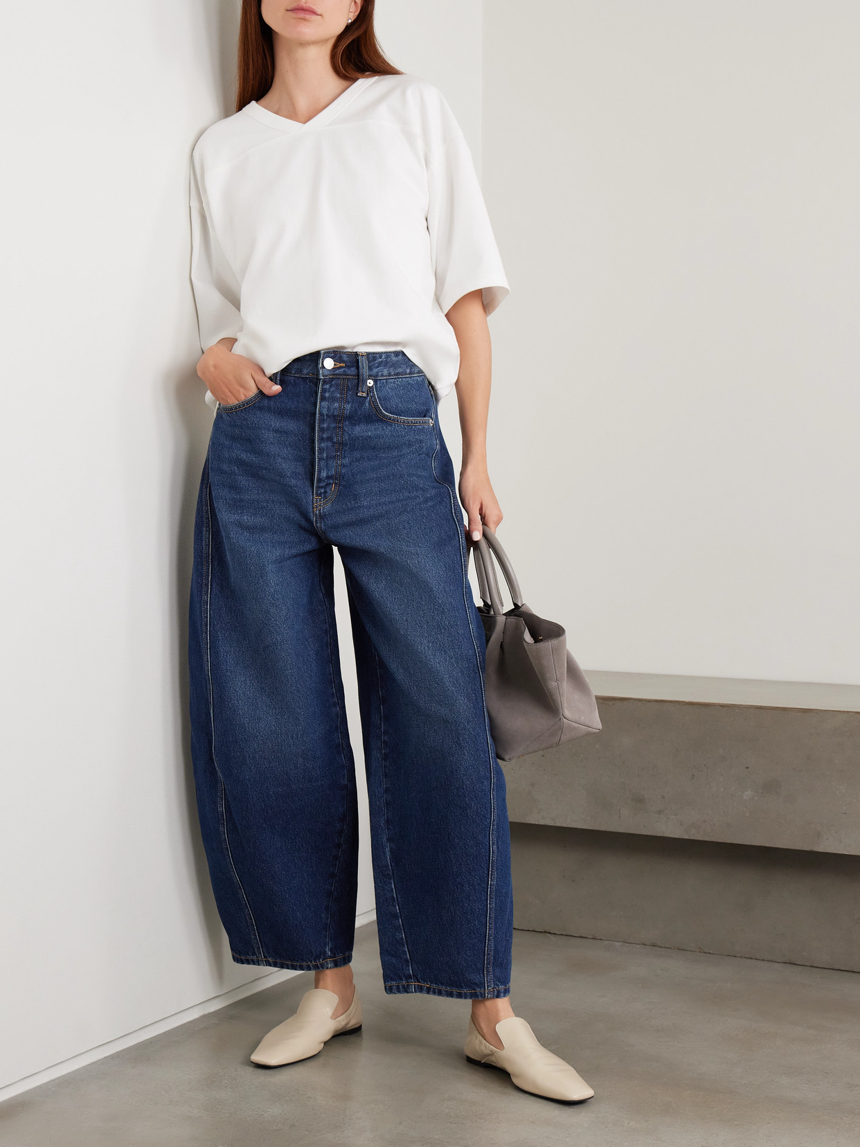Paneled Mid-Rise Wide- Leg