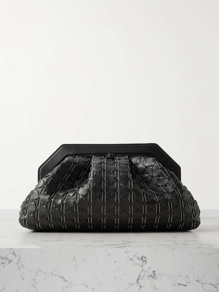 Serapian Secret Embellished Woven Leather Clutch