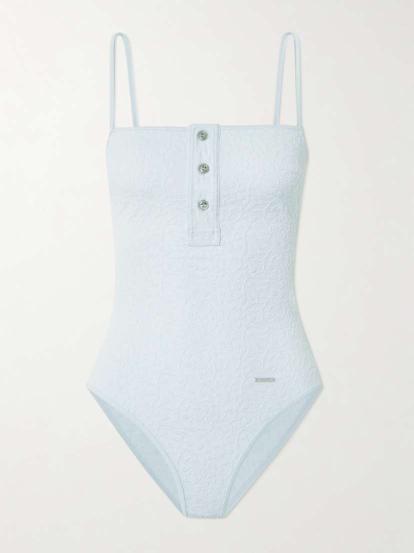 Bottega Veneta Button-detailed Floral Cloqué Swimsuit