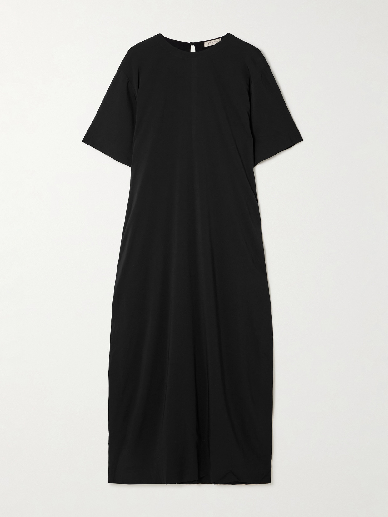 St Agni Crepe De Chine Maxi Dress In Black