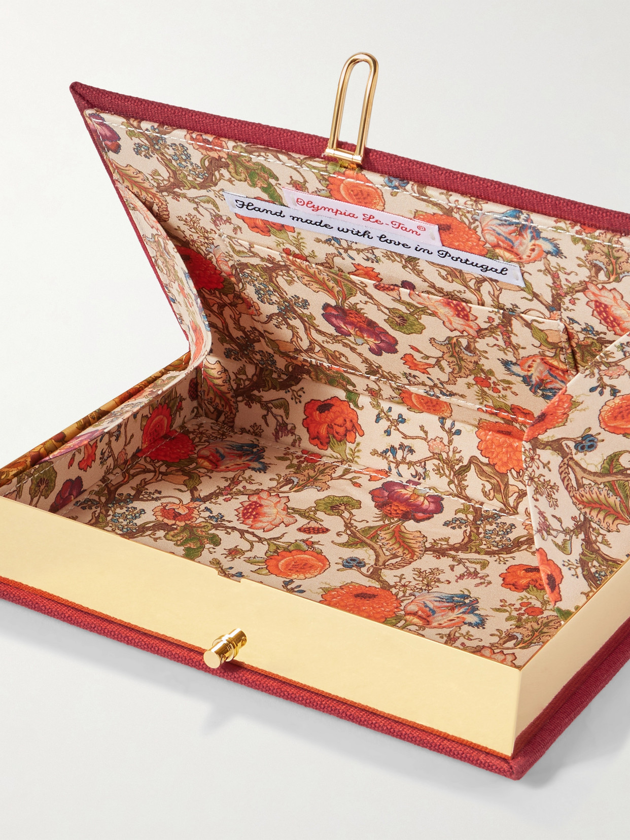 Olympia Le-tan Mickey Mouse Embroidered Appliquéd Canvas Clutch In Red