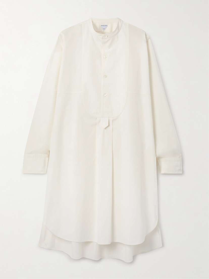 Bottega Veneta Asymmetric Pleated Cotton-blend Poplin Midi Dress