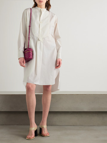 Bottega Veneta Asymmetric pleated cotton-blend poplin midi dress