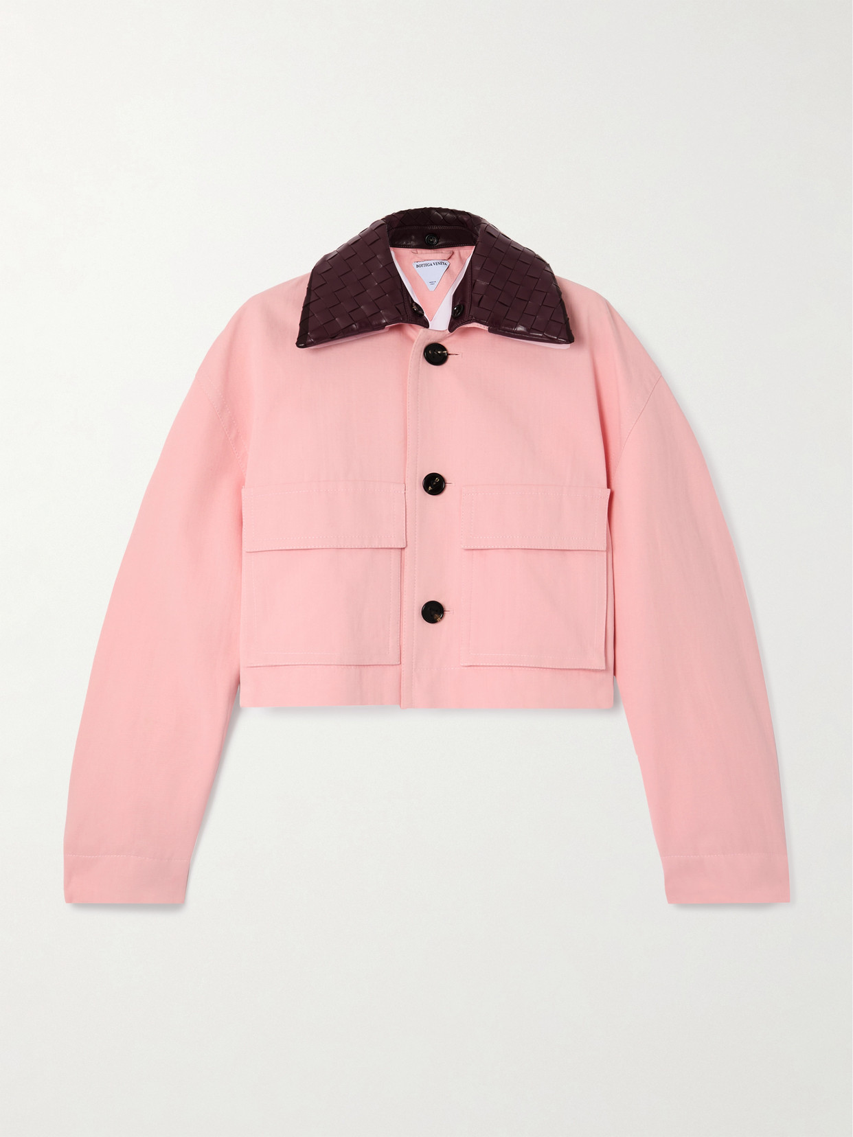 Bottega Veneta Intrecciato Leather-trimmed Cotton-twill Jacket