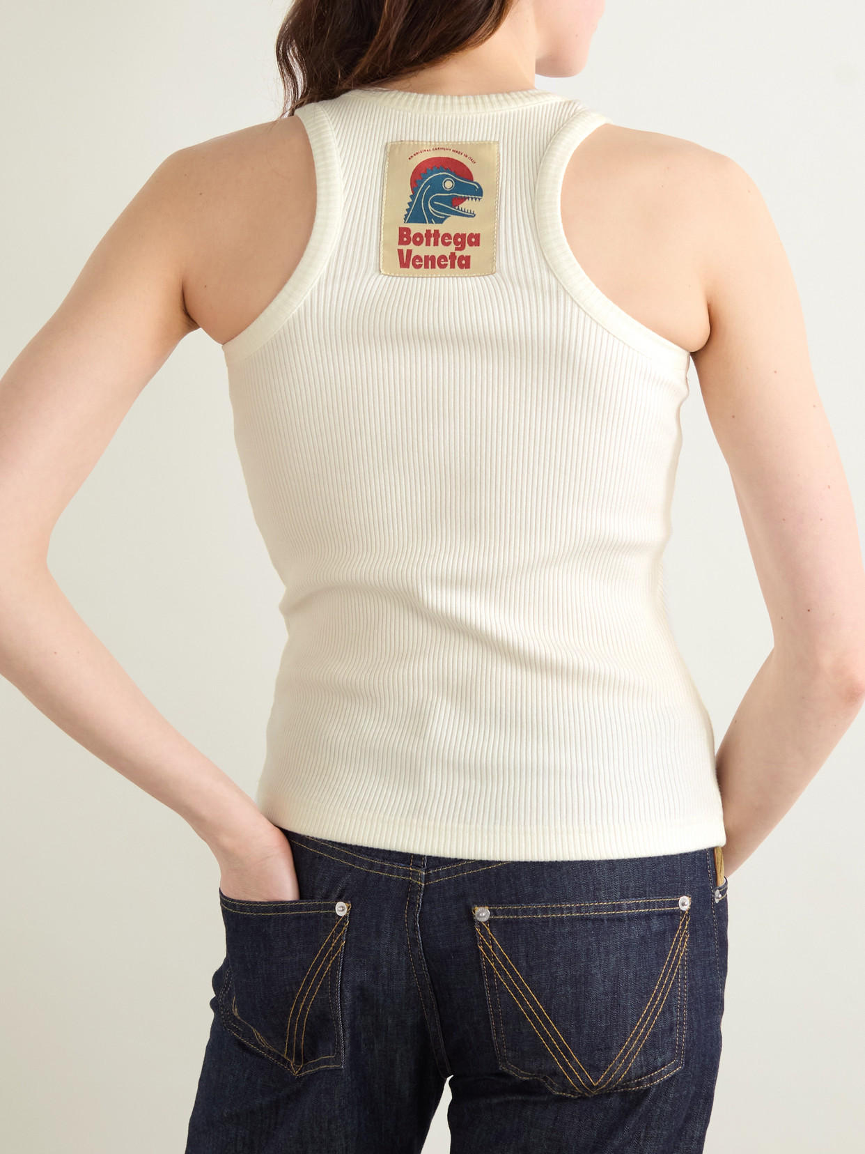 Bottega Veneta Appliquéd Ribbed Cotton-blend Jersey Tank