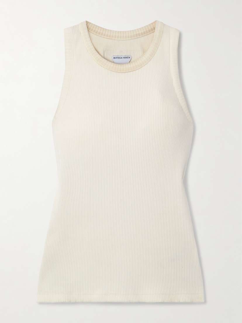 Bottega Veneta Appliquéd Ribbed Cotton-blend Jersey Tank