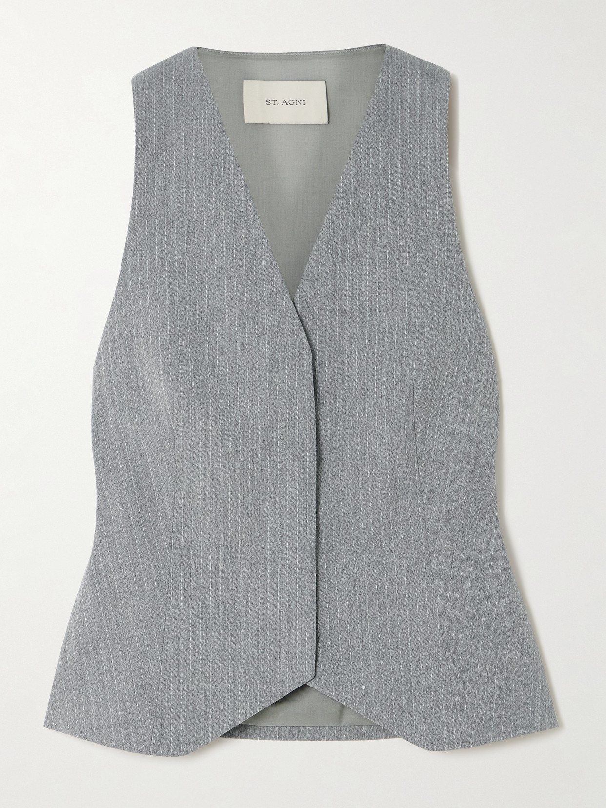 St Agni Pinstriped Wool-blend Twill Vest In Gray