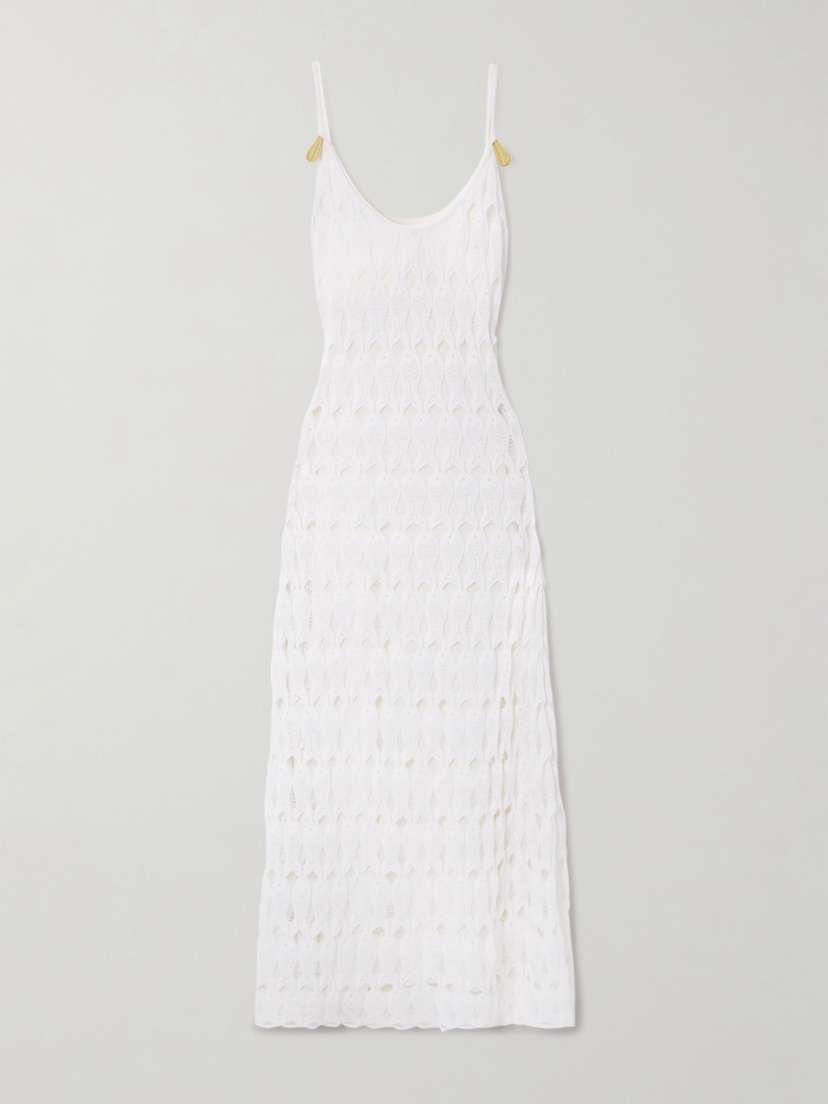 Bottega Veneta Embellished Open-knit Cotton And Silk-blend idi Dress