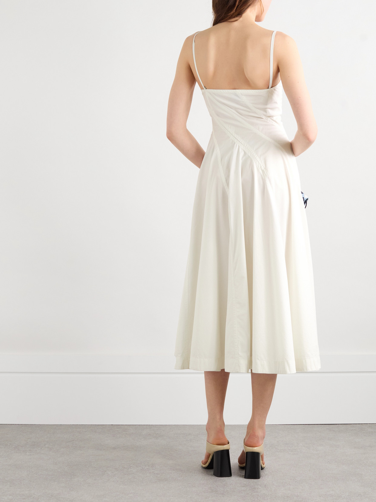 Bottega Veneta Embellished Pleated Cotton-blend Poplin Midi Dress