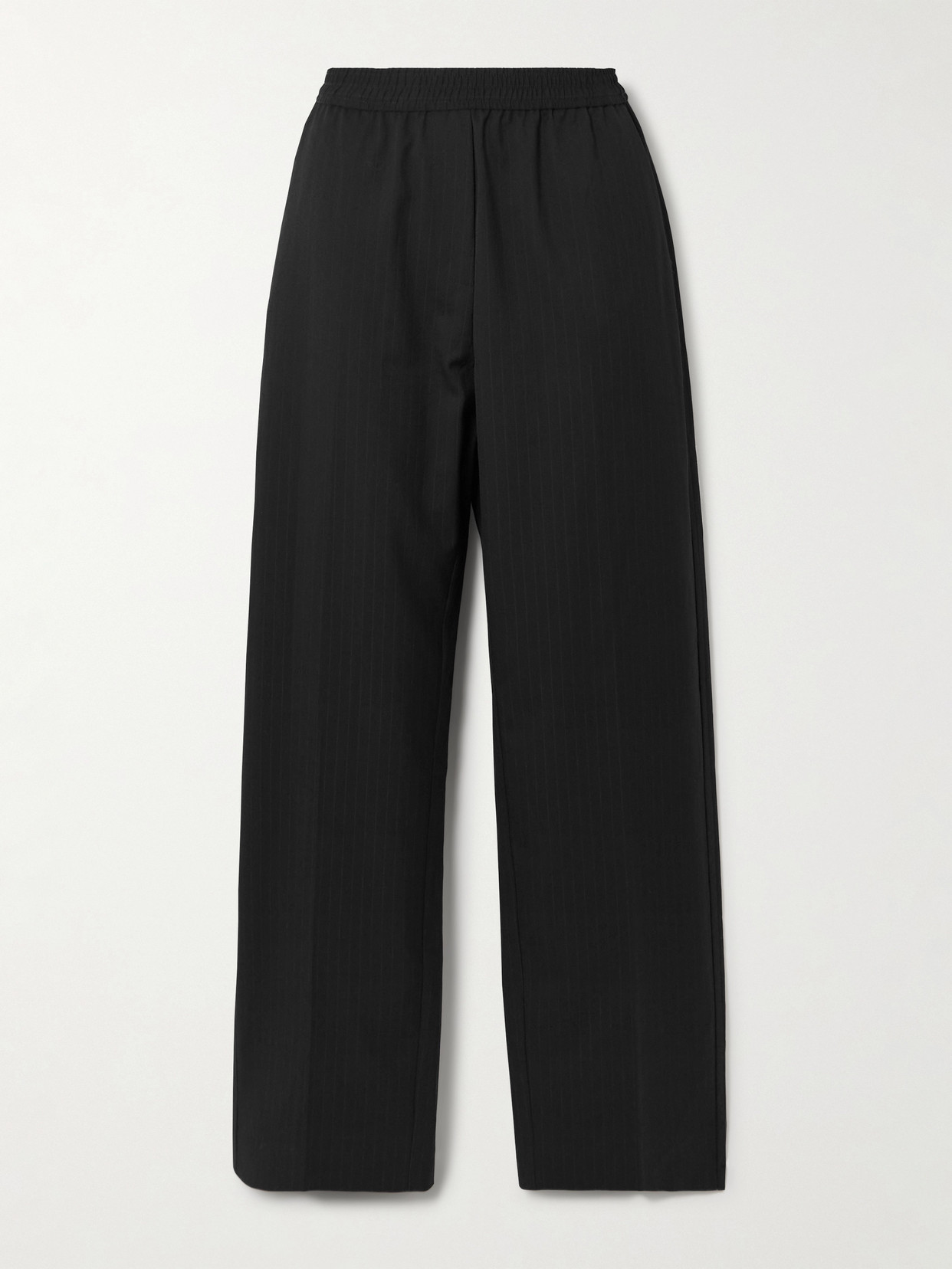 St Agni Pinstriped Wool-blend Twill Wide-leg Pants In Black