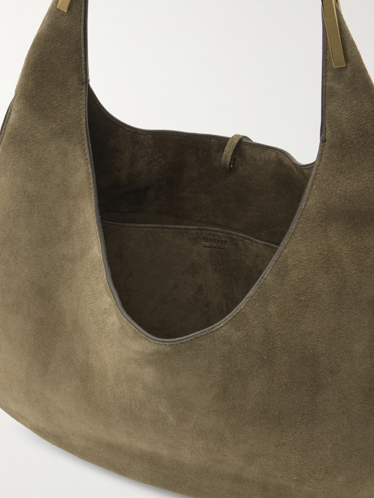 Savette Brown Shoulder Bag With Open Top In Suede In Brown