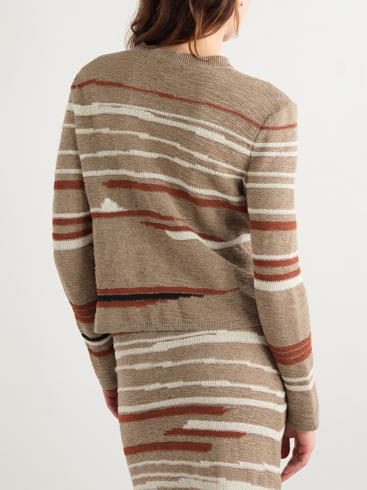 Striped Jacquard-Knit Linen And Cotton-Blend Sweater