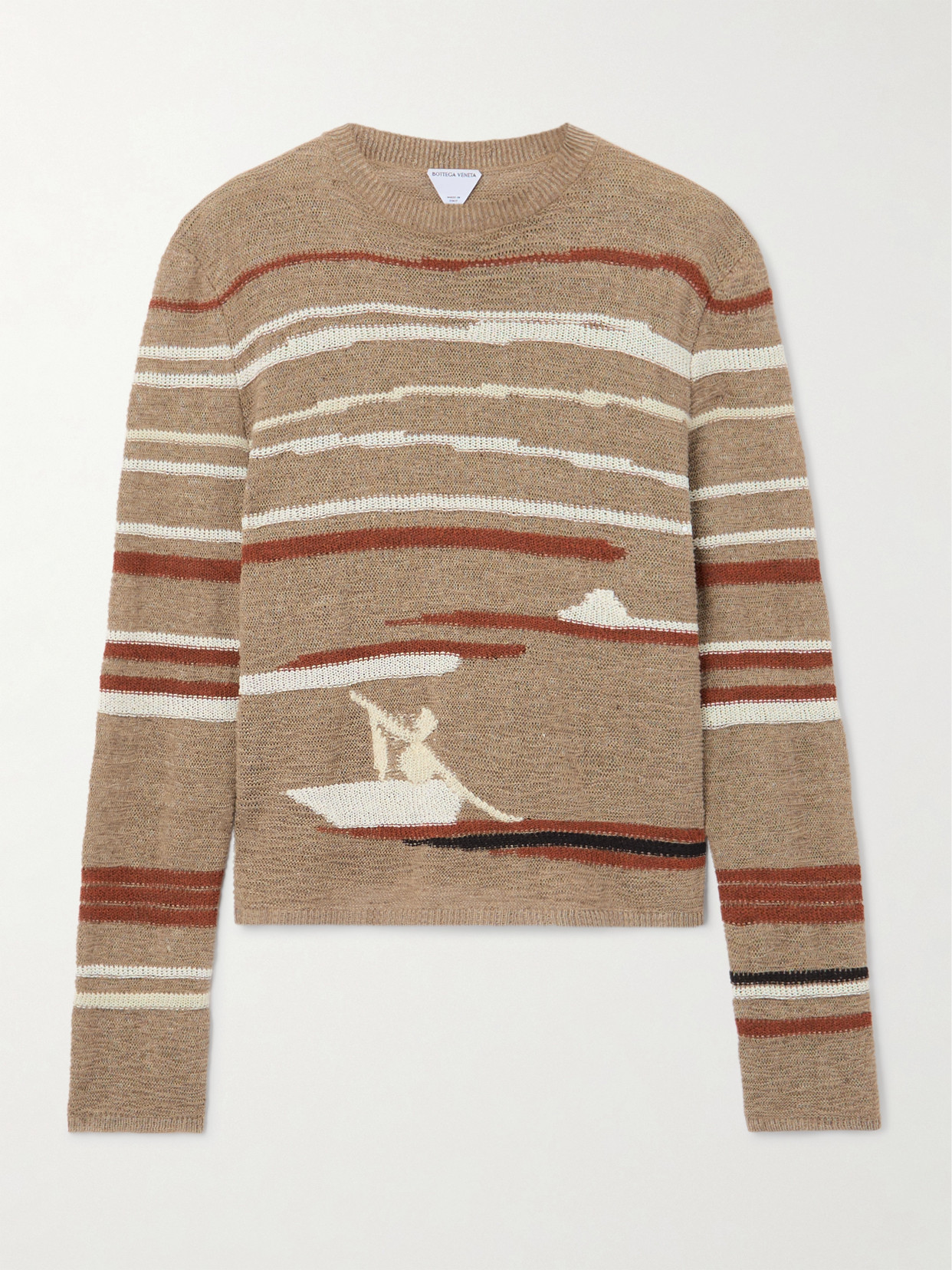 Bottega Veneta Striped Jacquard-knit Linen And Cotton-blend Sweater
