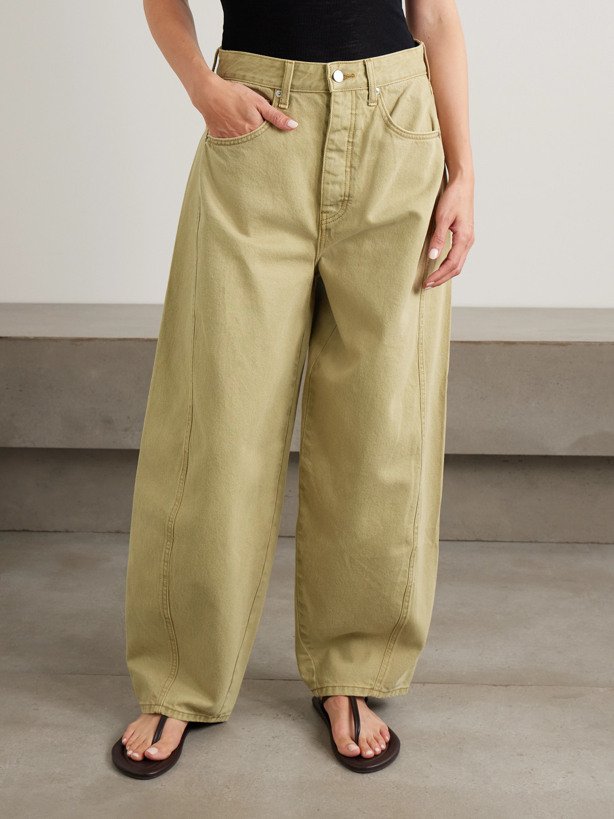Paneled Mid-Rise Wide- Leg