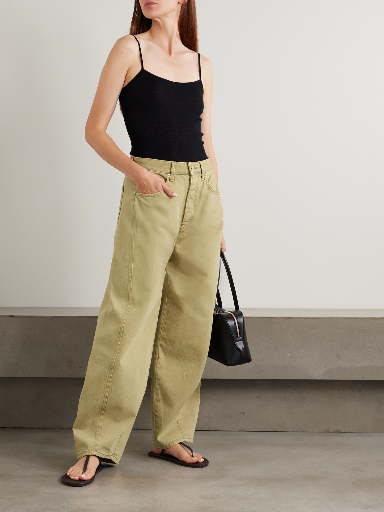 Paneled Mid-Rise Wide- Leg
