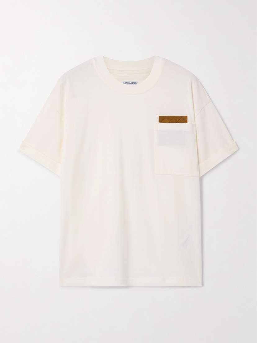 Bottega Veneta Intrecciato Suede-trimmed Organic Cotton-jersey T-shirt