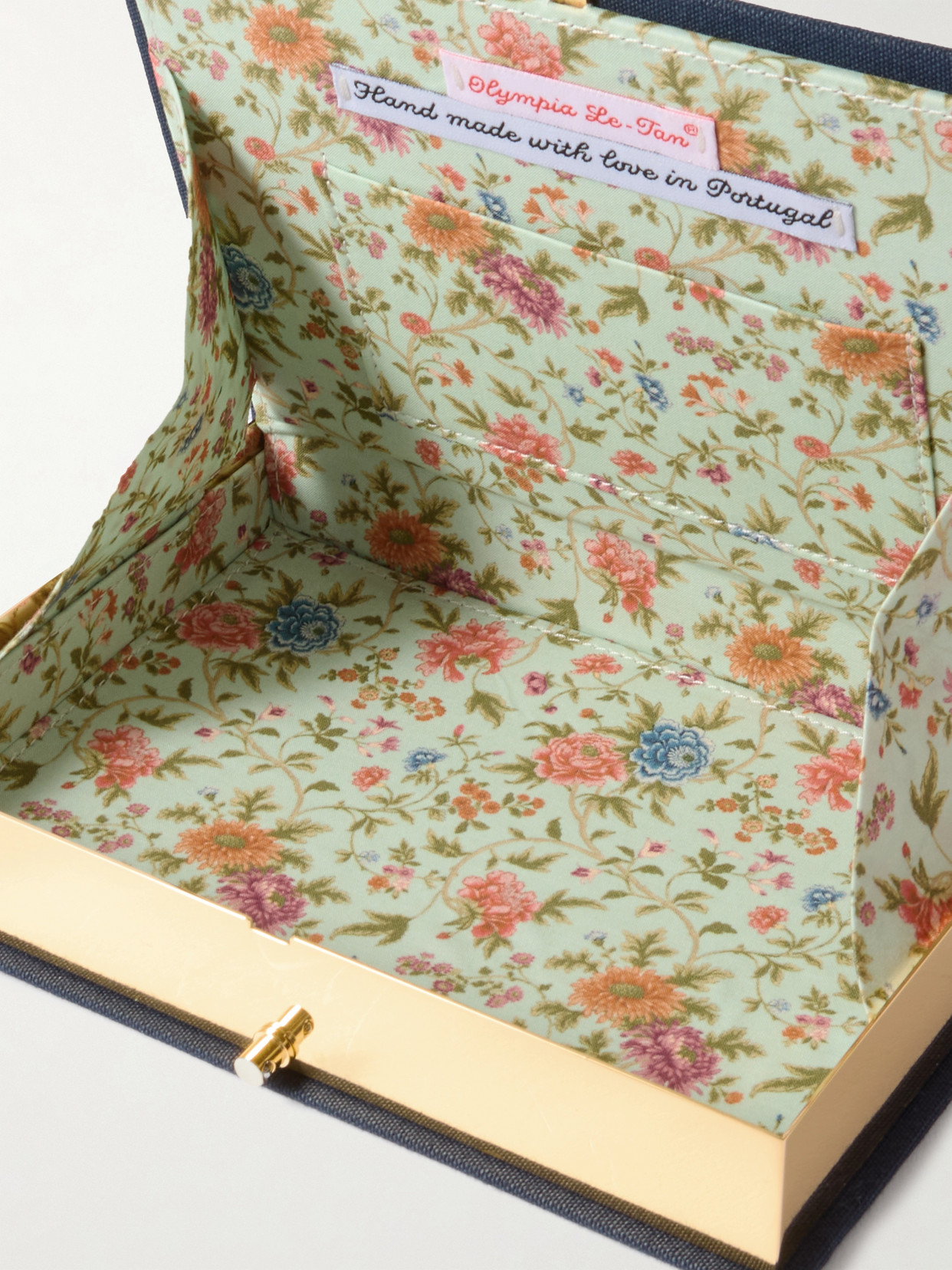 Olympia Le-tan Gin & Tonic Embroidered Appliquéd Canvas Clutch In Blue