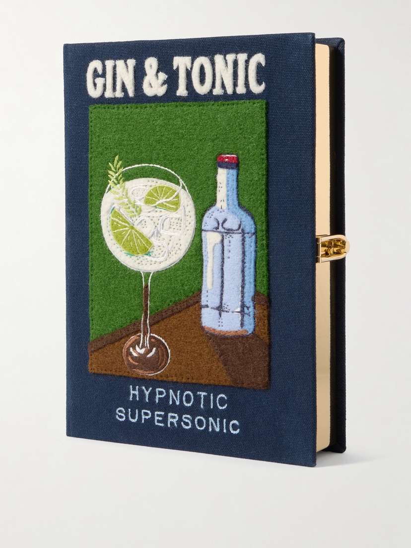 Olympia Le-Tan Gin & Tonic Embroidered Appliquéd Canvas Clutch