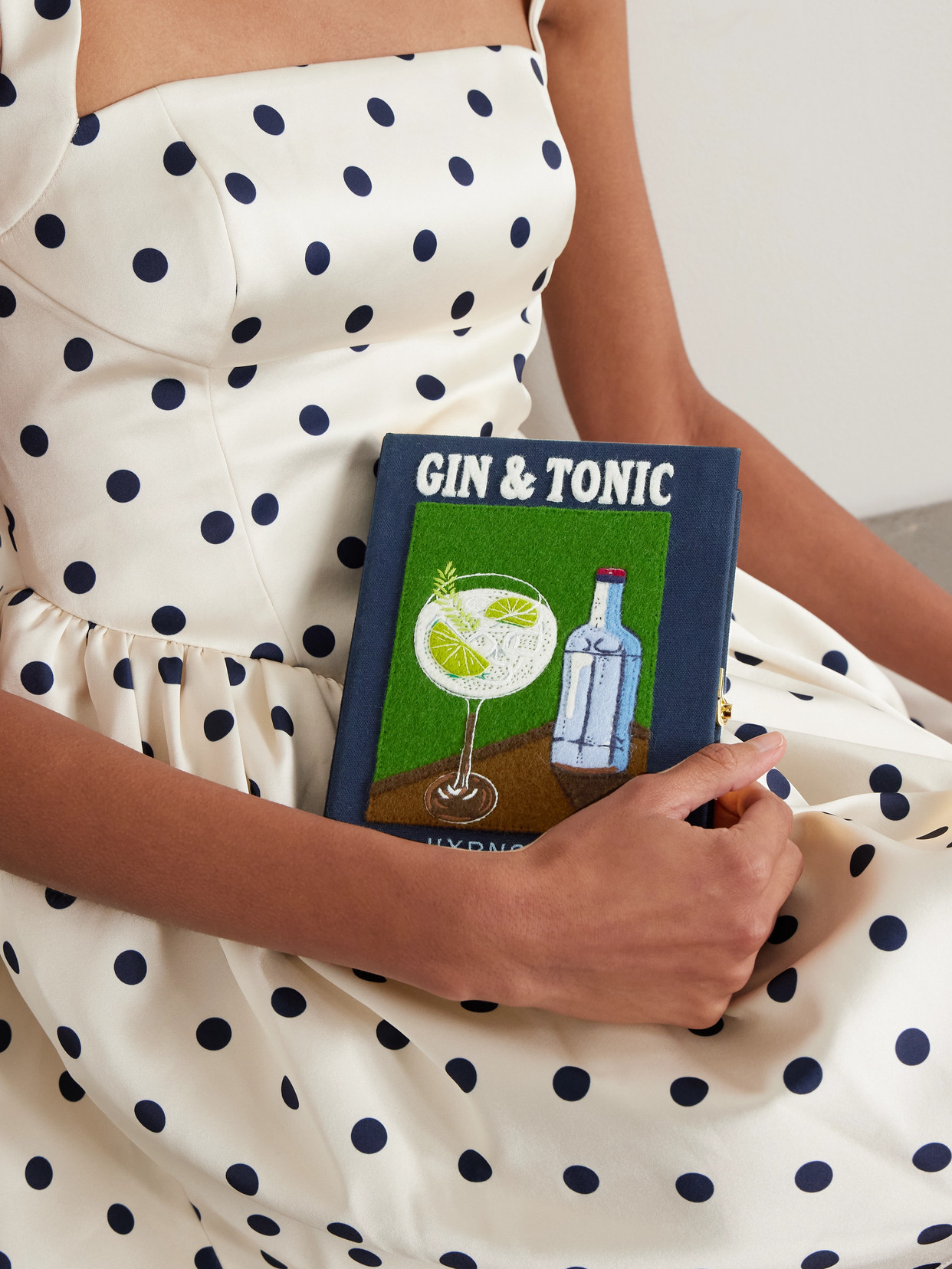 Olympia Le-tan Gin & Tonic Embroidered Appliquéd Canvas Clutch In Blue