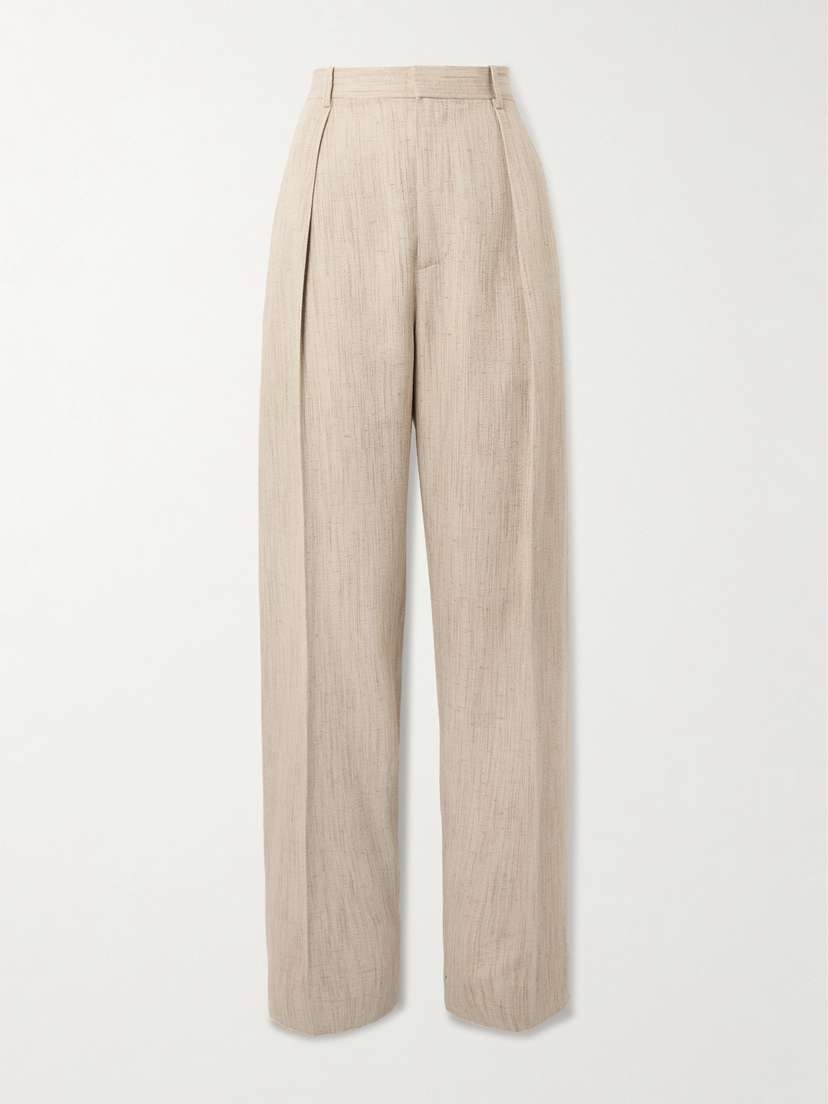 Bottega Veneta Pleated Canvas Tapered Pants