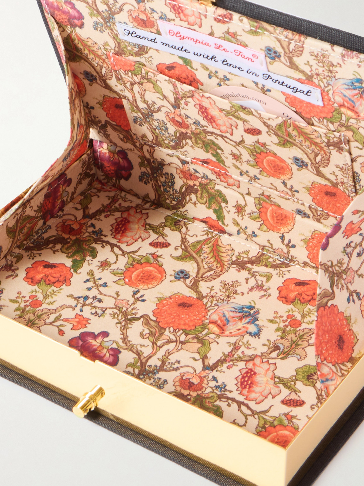 Olympia Le-tan + Gabriel Azevedo Embroidered Appliquéd Canvas Clutch In Black