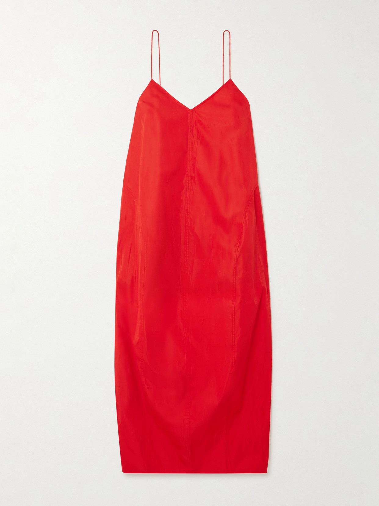 St Agni Recycled-taffeta Midi Dress In Red