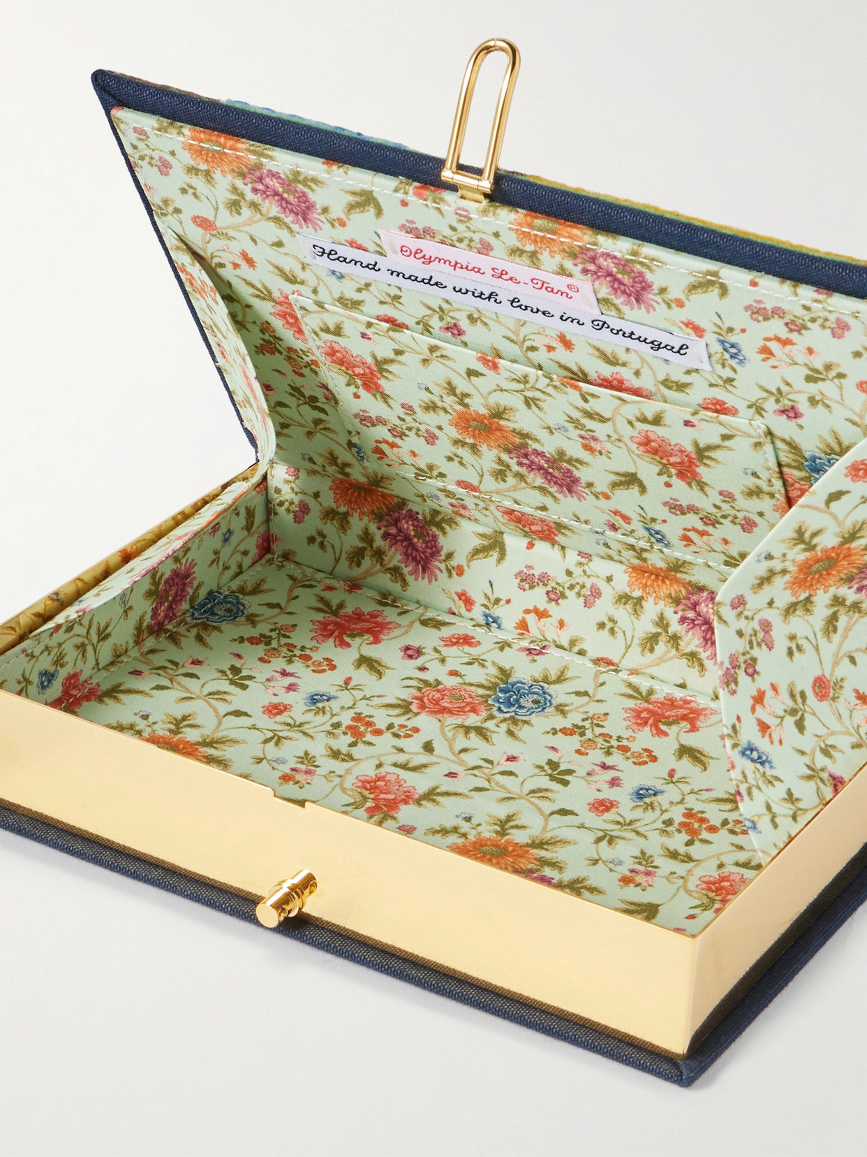 Olympia Le-tan Museum Embroidered Appliquéd Canvas Clutch In Multi