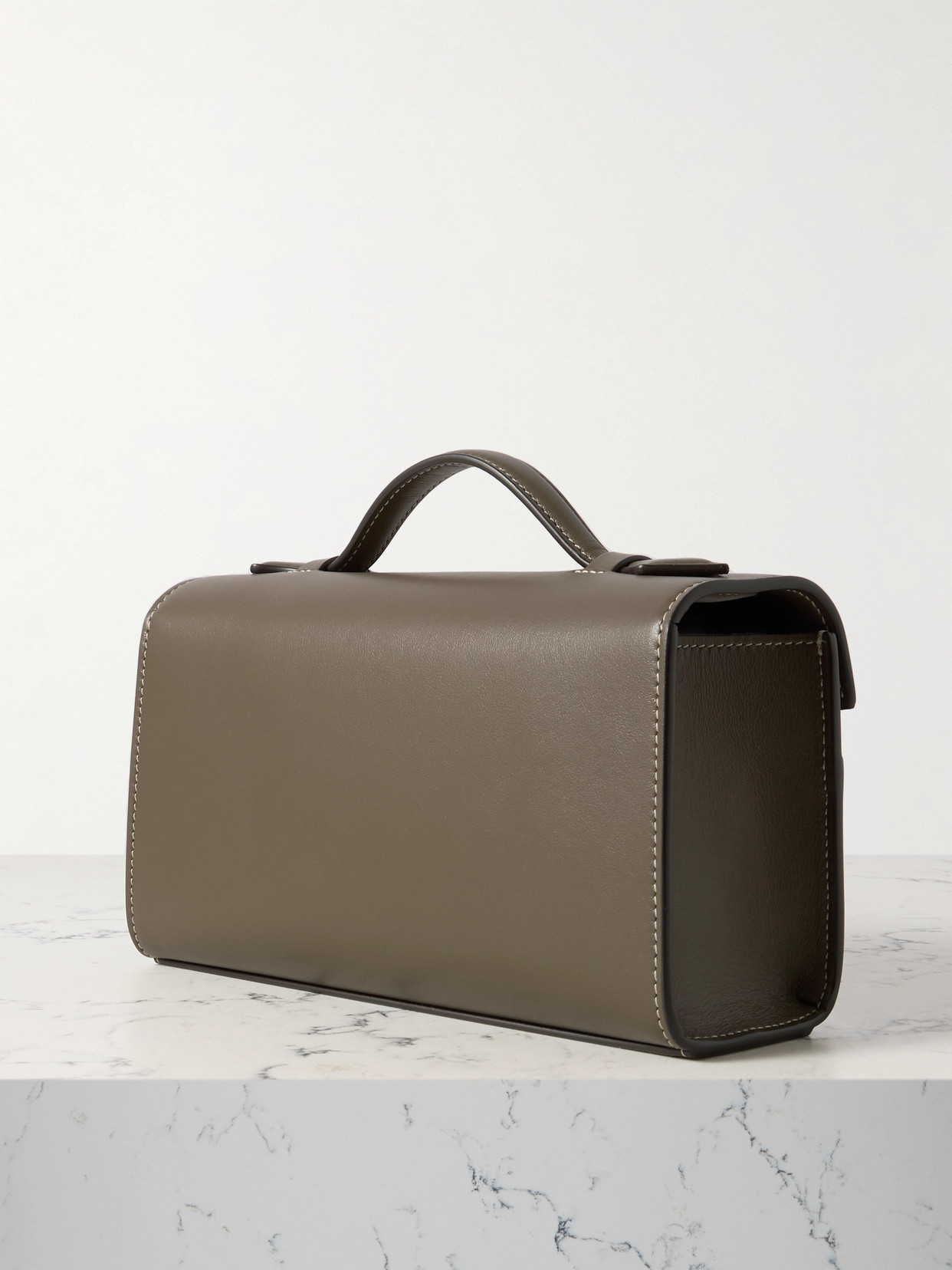 Savette Symmetry Pochette Leather Tote In Brown