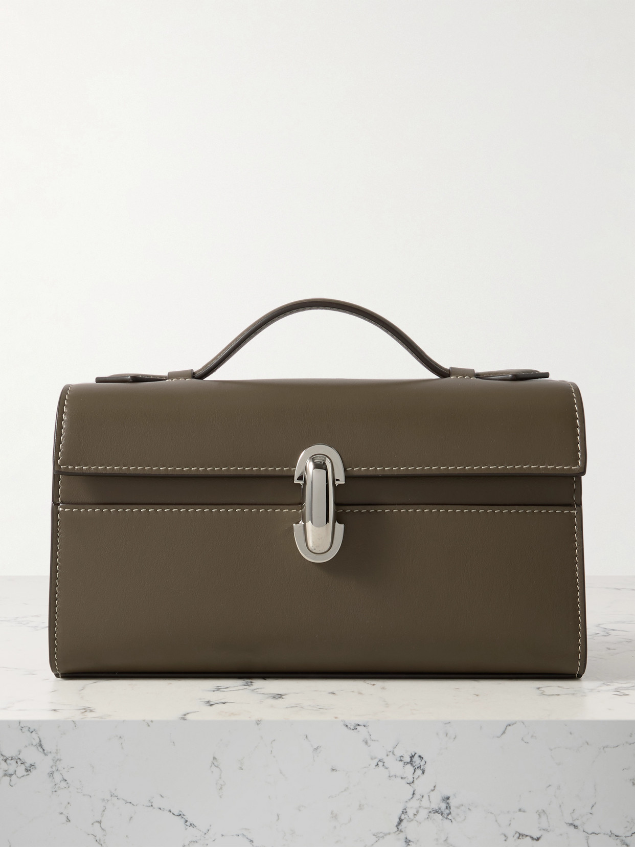 Savette Symmetry Pochette Leather Tote In Brown