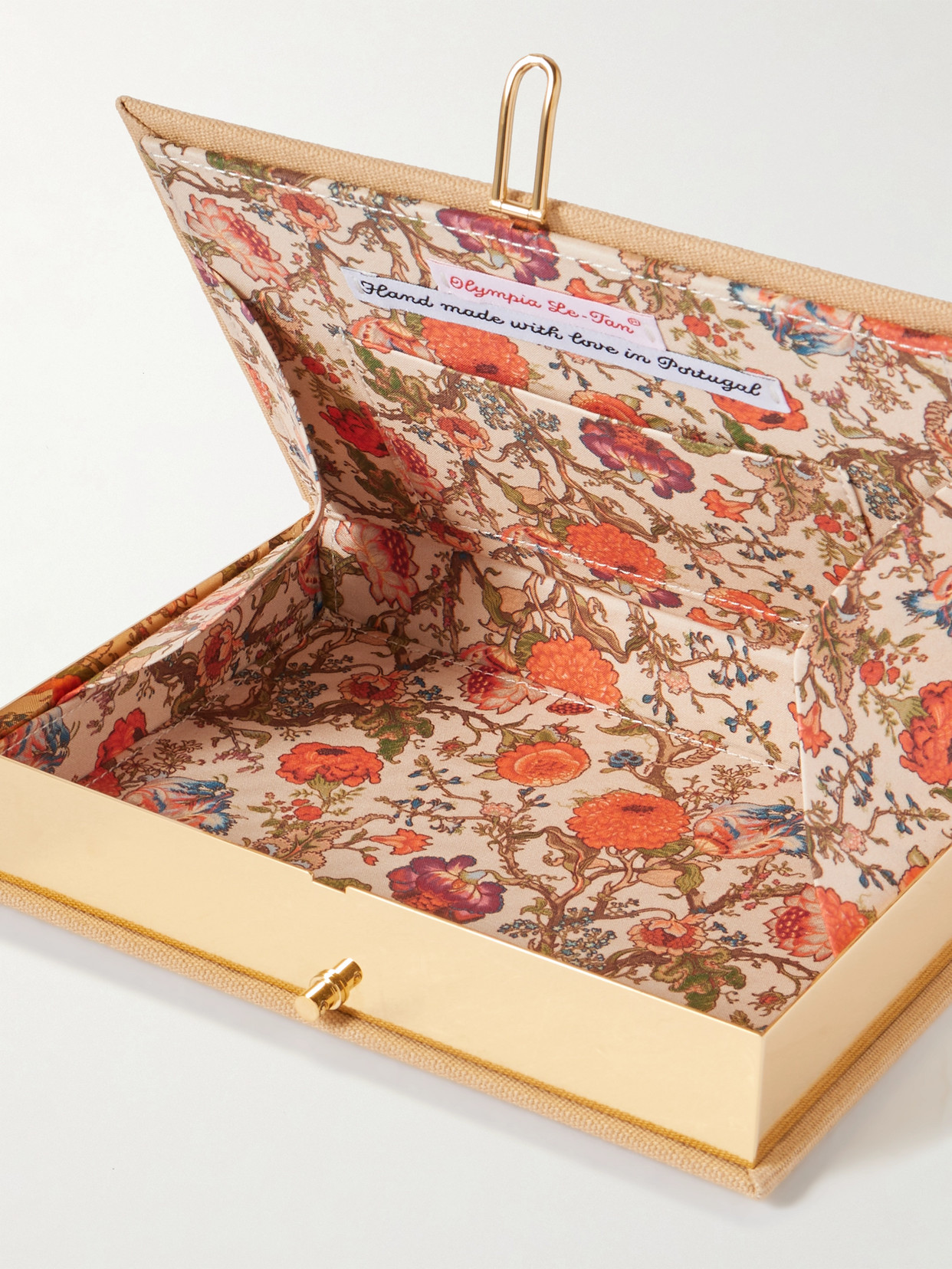 Olympia Le-tan Dogs Embroidered Appliquéd Canvas Clutch In Neutral