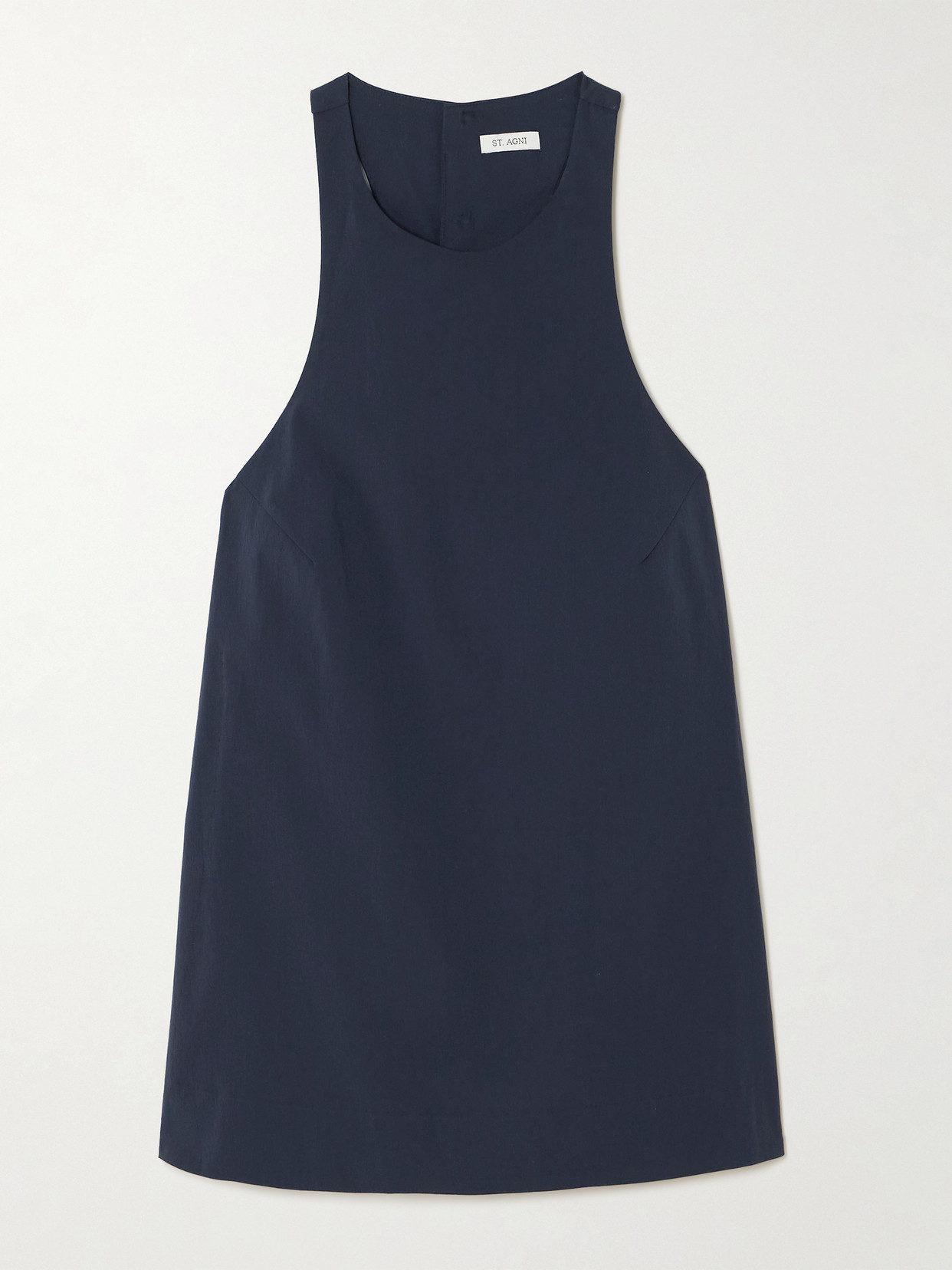 St Agni Open-back Cotton-blend Poplin Tank In Blue
