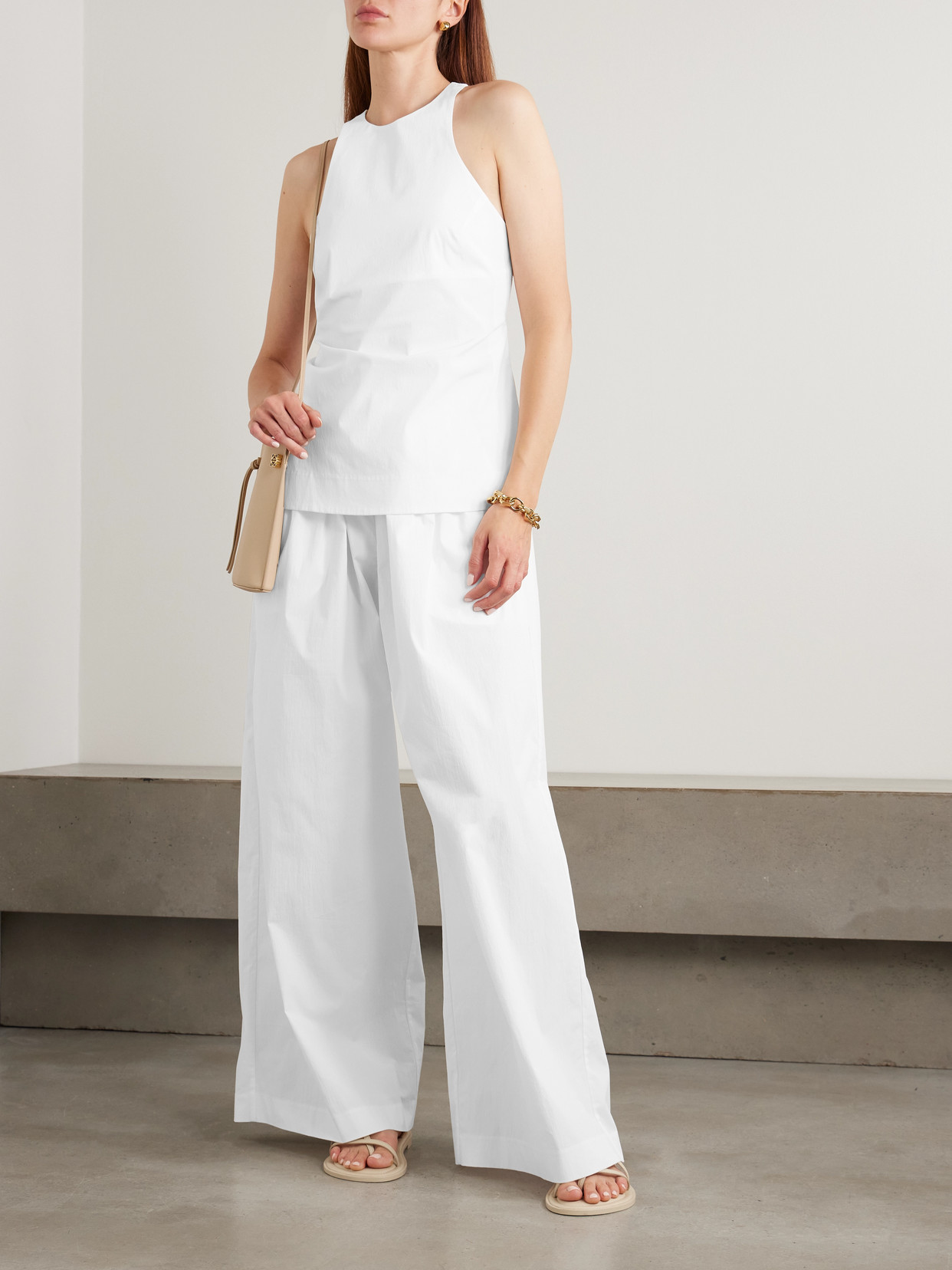 Open-Back Cotton-Blend Poplin Tank