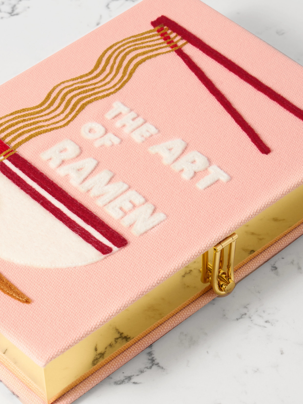 Olympia Le-tan The Art Of Ramen Embroidered Appliquéd Canvas Clutch In Pink