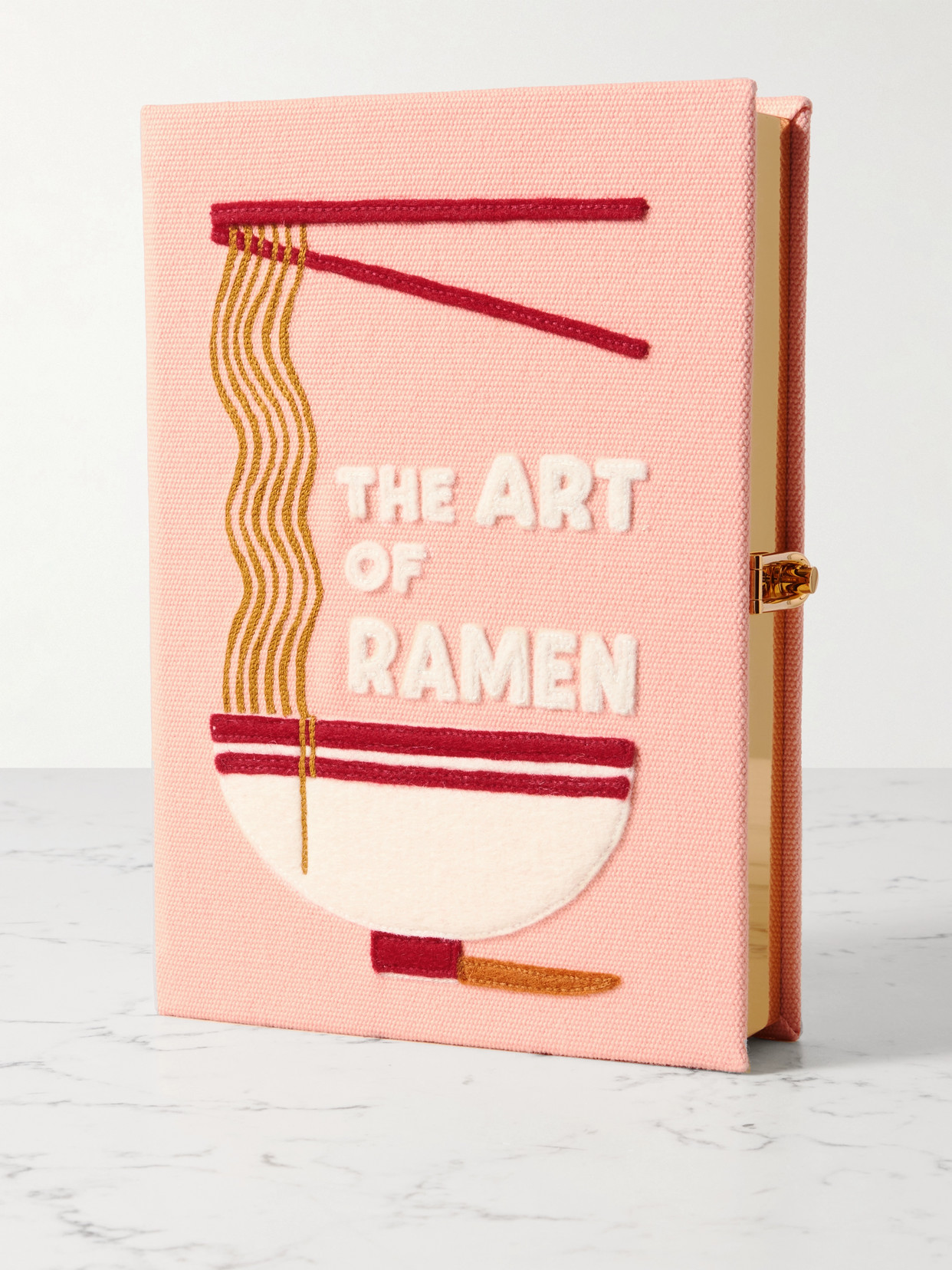 Olympia Le-tan The Art Of Ramen Embroidered Appliquéd Canvas Clutch In Pink