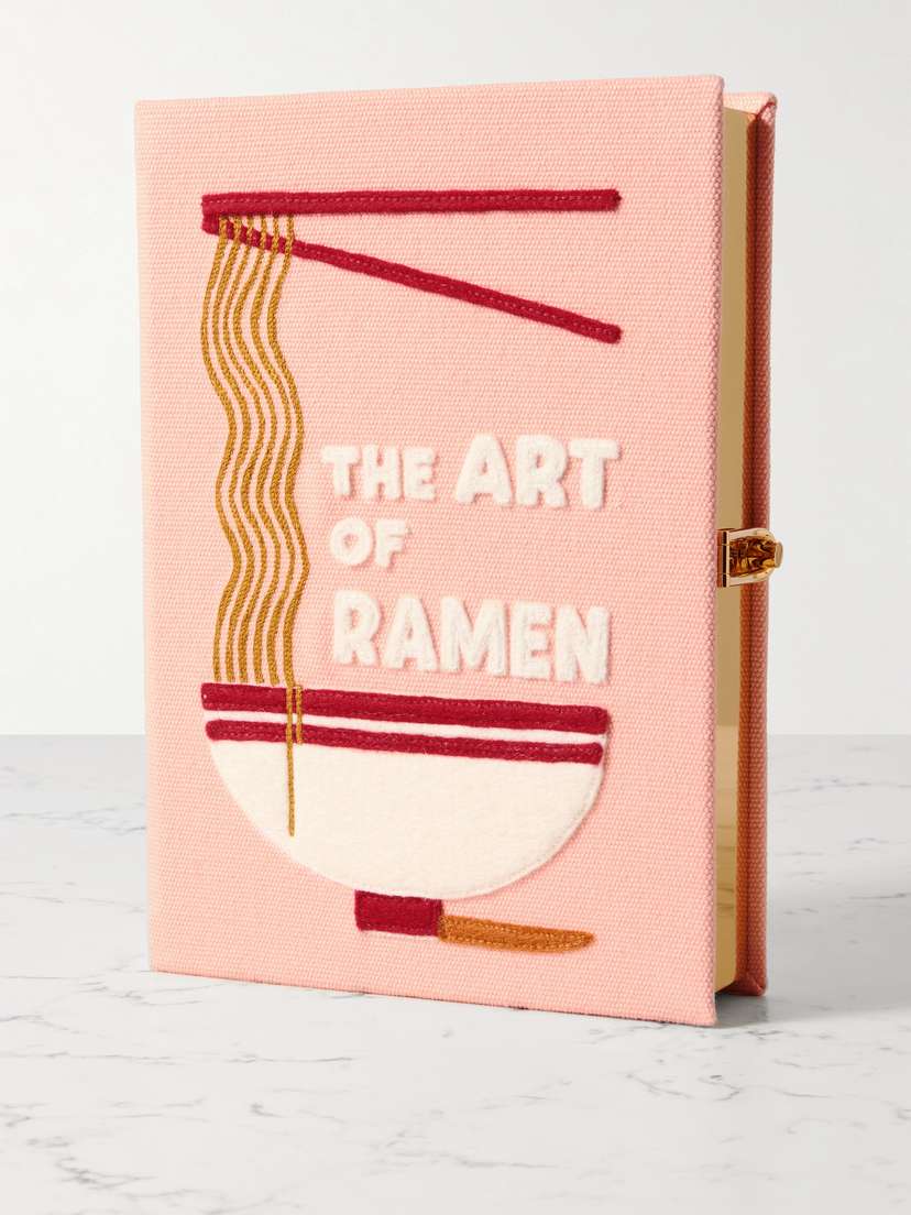 Olympia Le-Tan The Art Of Ramen Embroidered Appliquéd Canvas Clutch