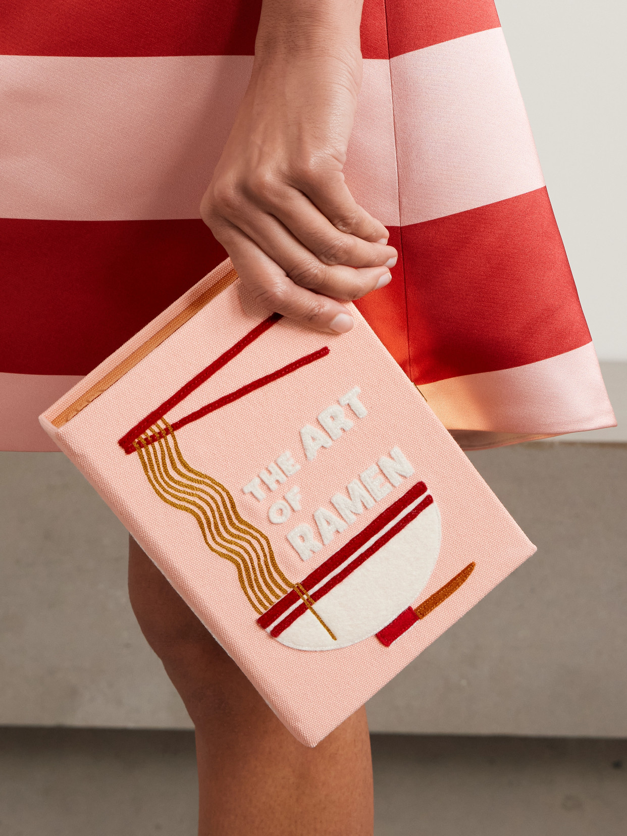 Olympia Le-tan The Art Of Ramen Embroidered Appliquéd Canvas Clutch In Pink