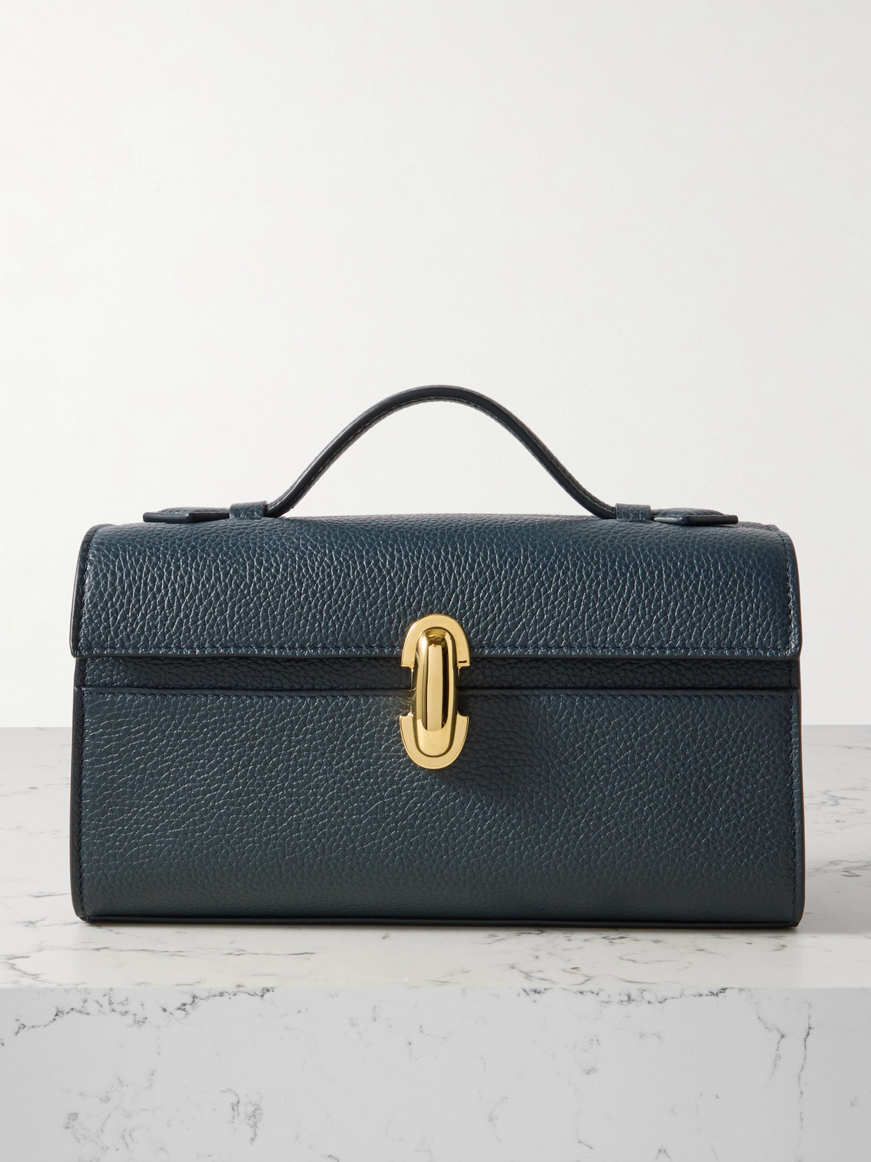 Savette Symmetry Pochette Leather Tote In Blue