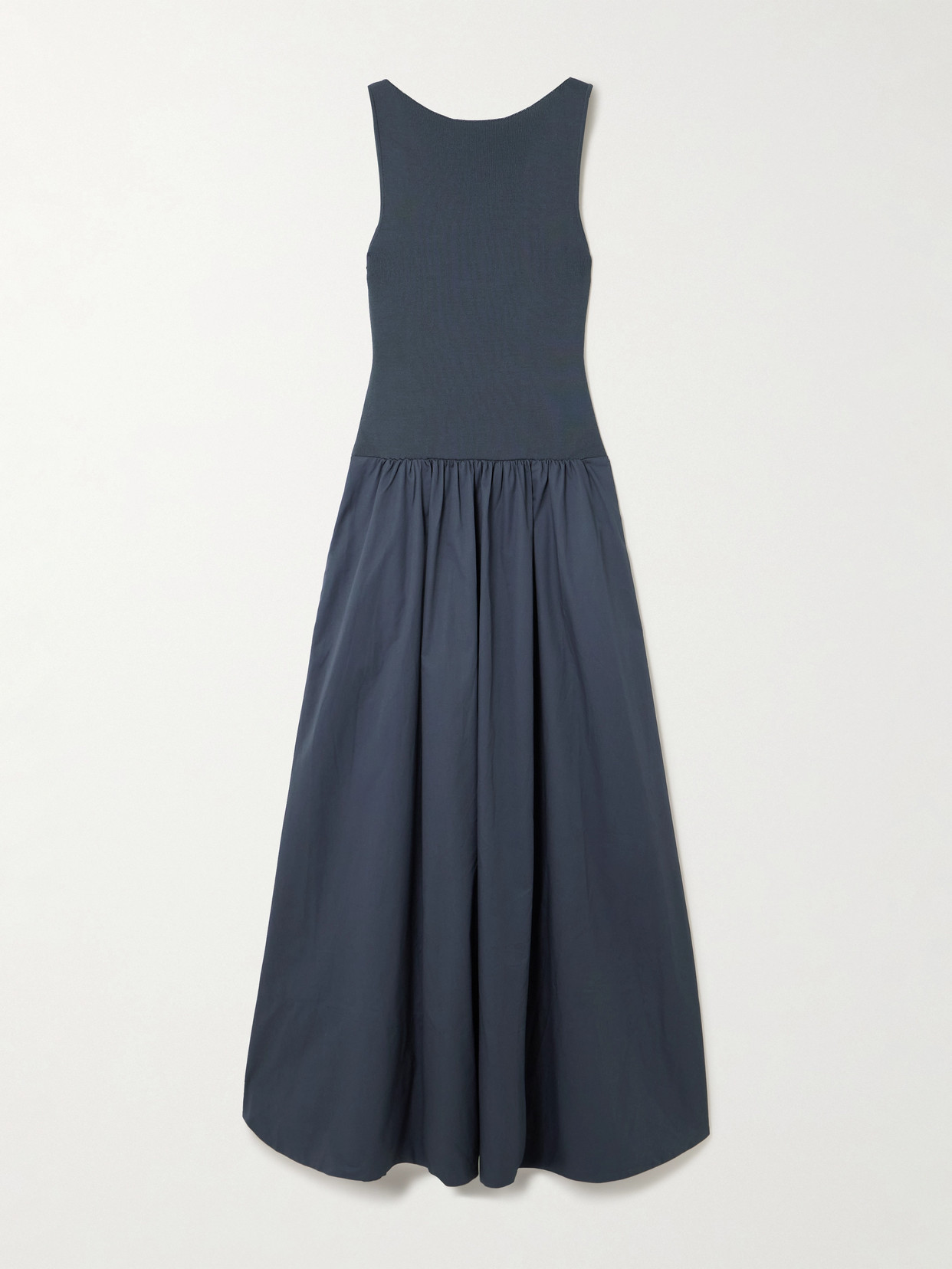 St Agni Open-back Jersey And Cotton-poplin Maxi Dress
